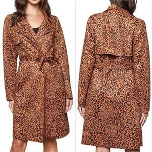 CLASSIC vegan suede Leopard Print Trench coat jack